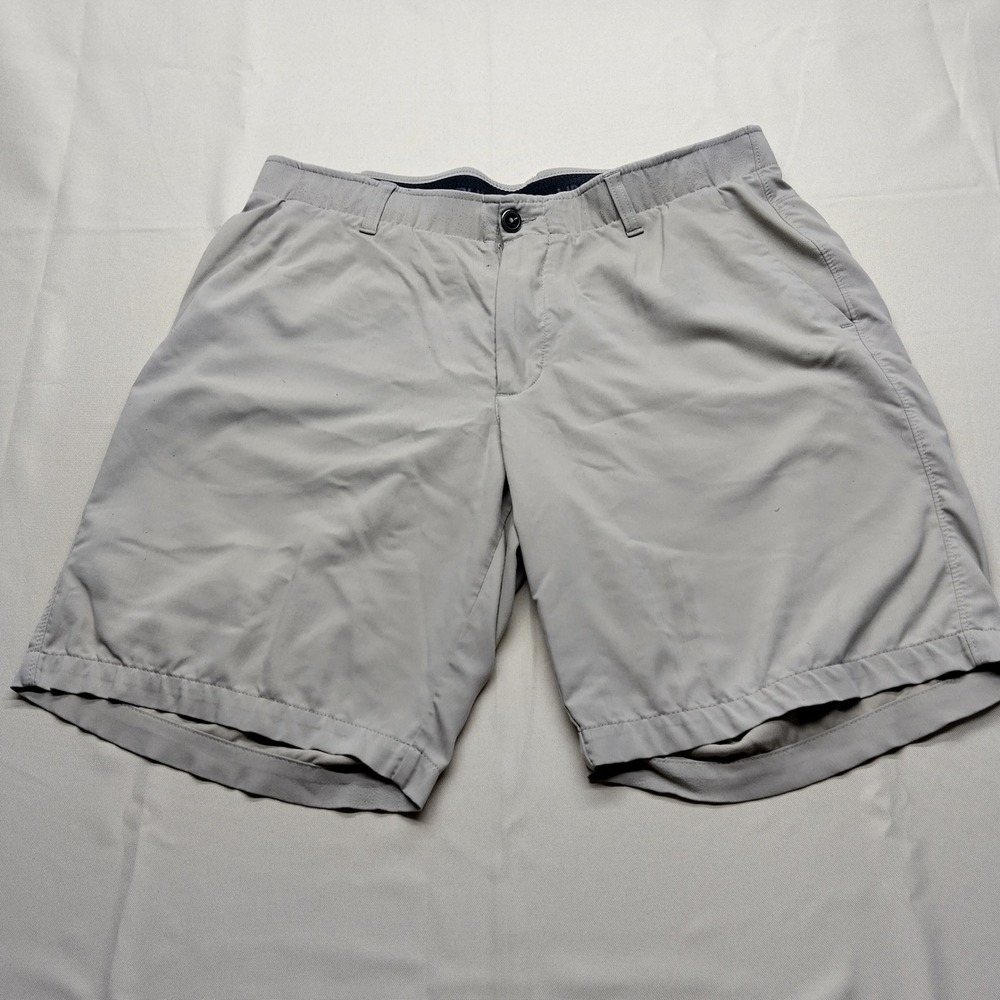 Under Armour Mens Tan HeatGear Herringbone Golf Shorts Size 36 Khaki Stretch